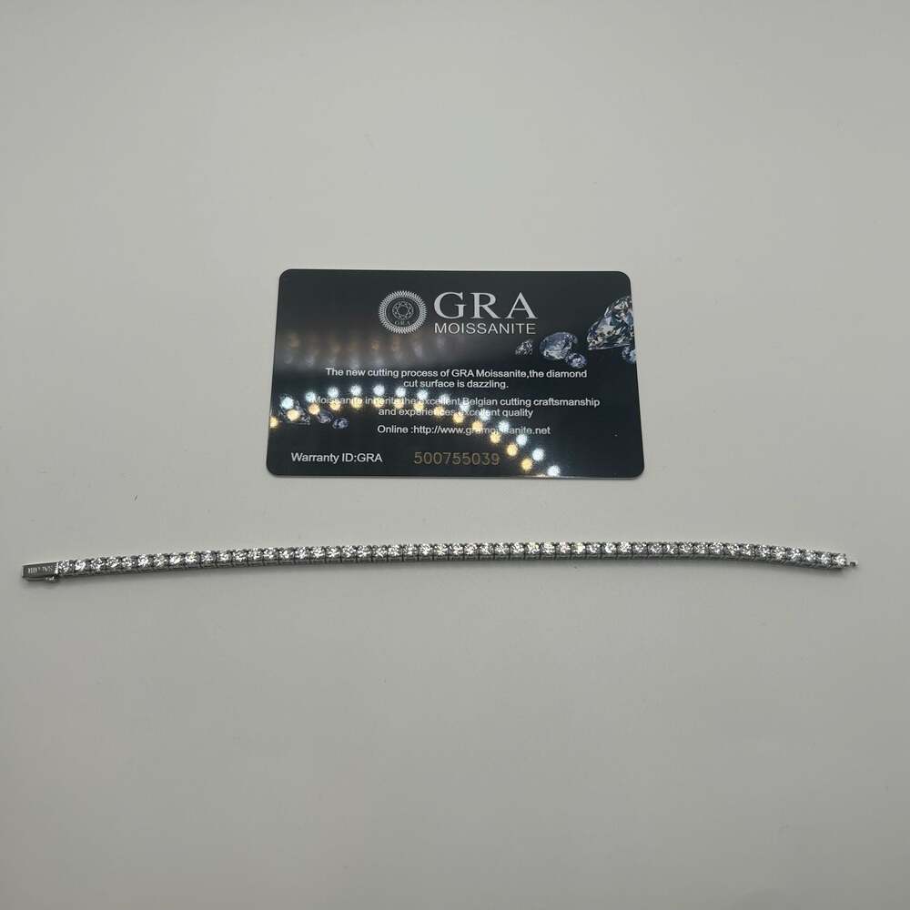 3mm Moissanite Silver Tennis Bracelet 8 Inch GRA Certified Passes Tester VVS1 - Picture 3 of 8